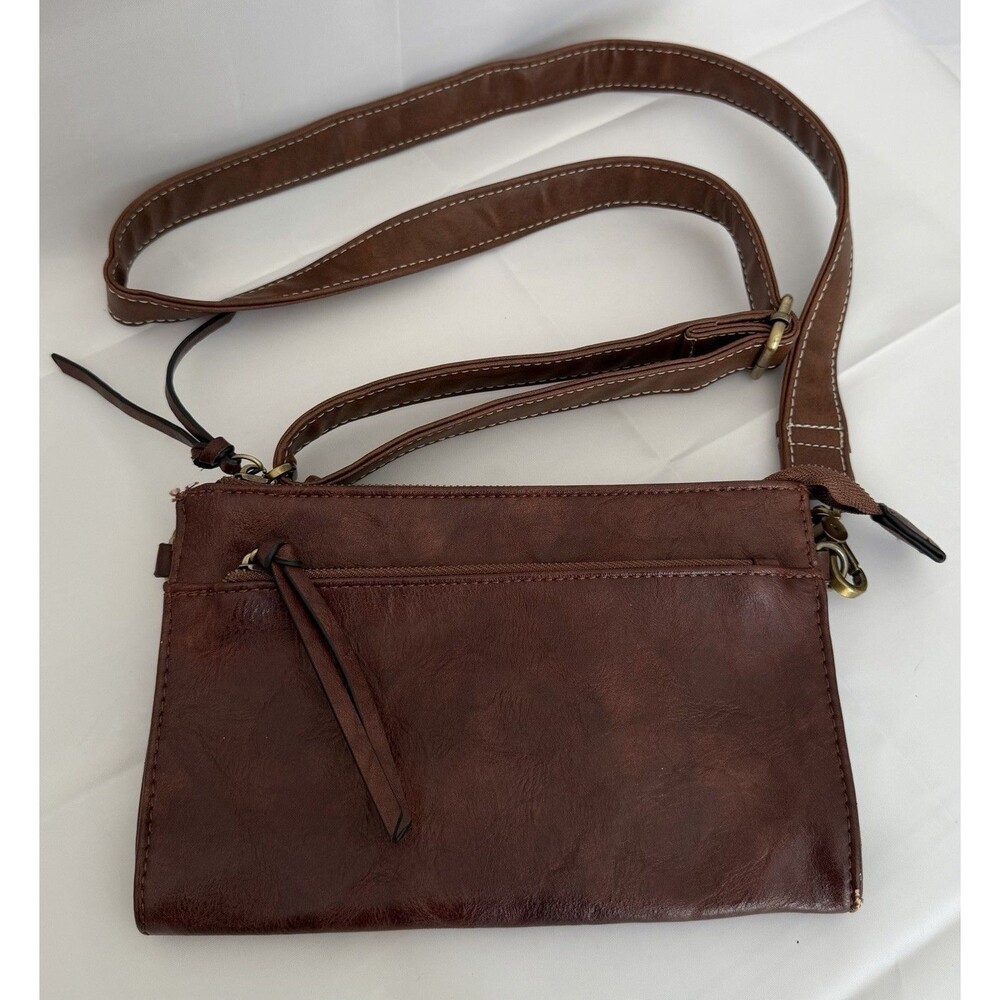 Joy Susan Vegan Leather Crossbody Purse Shoulder Bag Brown Classic Minimalist